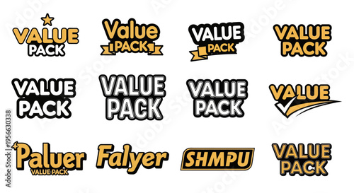 Creative value pack typography set with bold and vibrant designs