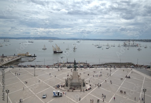 boats on the river Tagus in lisbon