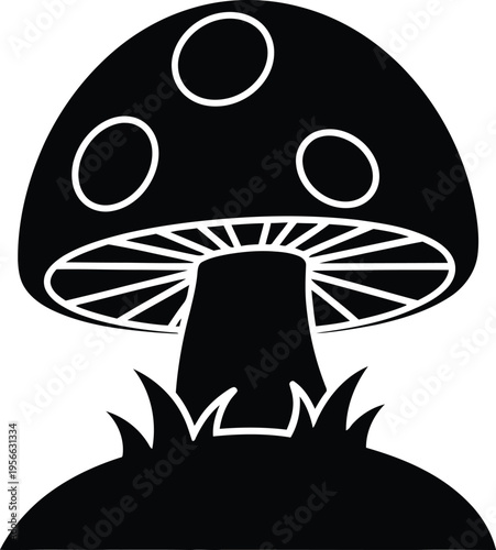 Black mushroom icon vector