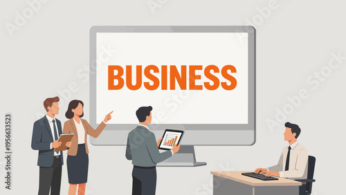 Business meeting with digital presentation