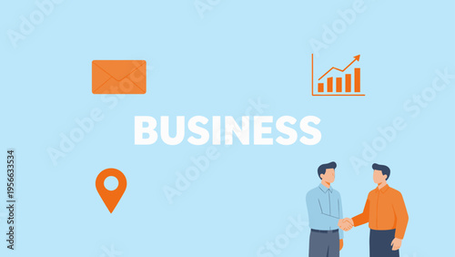 Business handshake and icons
