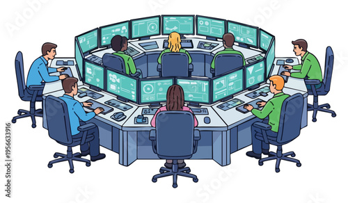 Mission control center rocket vector illustration isolated on transparent background