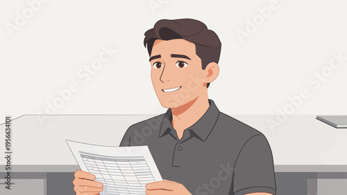 Man holding and reading a document