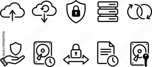 Icons representing data security and protection