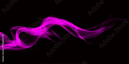 abstract representation of swirling, vibrant pink smoke gracefully drifting across a stark black canvas, creating a mesmerizing visual display.