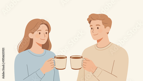 Two people holding cups