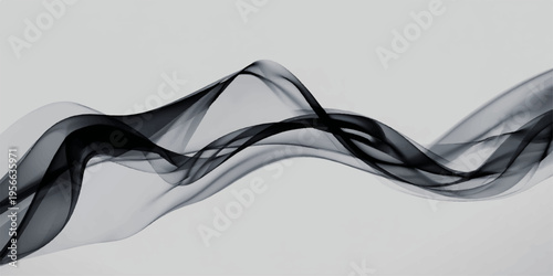 Abstract smoke gracefully swirls, a dance of ebony against a subtle, diffused backdrop, perfect for artistic and conceptual uses.