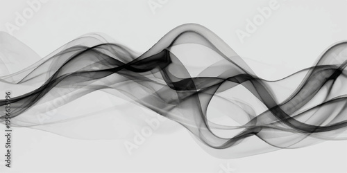 Abstract black smoke waves dancing gracefully across the canvas, creating an ethereal and dynamic visual experience. Evoking a sense of mystery and movement.
