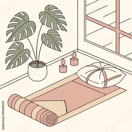 vector illustration of a hotel room