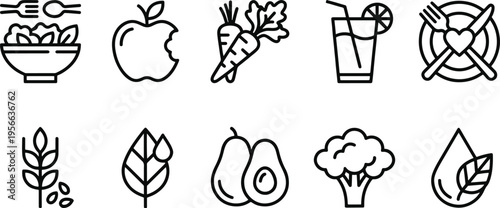 Healthy eating and diet icons