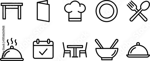 A collection of restaurant and food icons