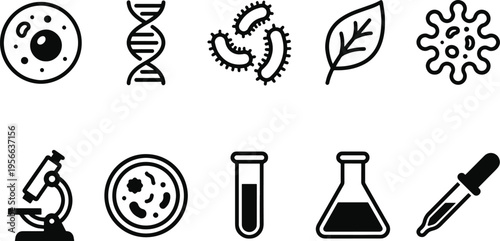 Collection of biology and microbiology icons