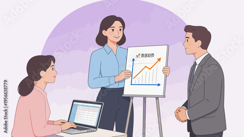 Business team discussing data trends