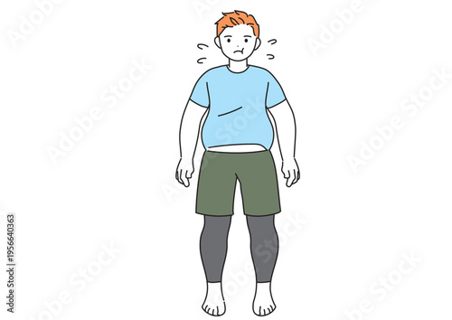 スポーツウェアを着た太った男性の全身図