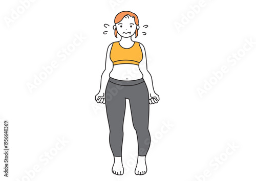 スポーツウェアを着た太った女性の全身図