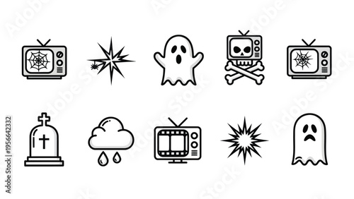 Collection of icons representing various weather and electronic phenomena Vector