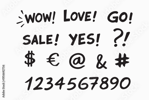 A collection of various typographic elements and symbols