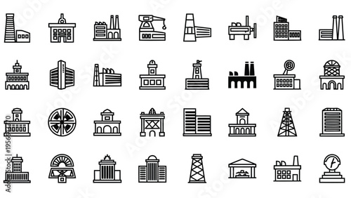 A diverse collection of vintage and modern icons depicting various professions and activities Vector