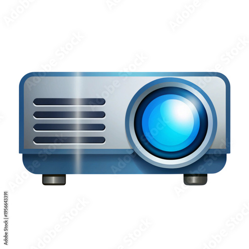 Modern blue and silver digital multimedia projector icon for home theater and presentations.