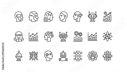 Collection of diverse icons representing various professions, activities, and symbols Vector