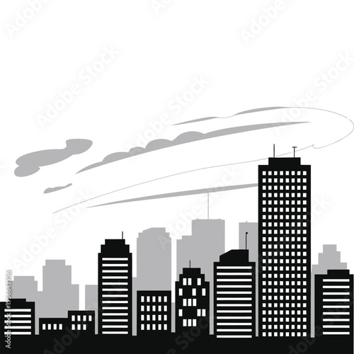 City skyline silhouette at night vector illustration