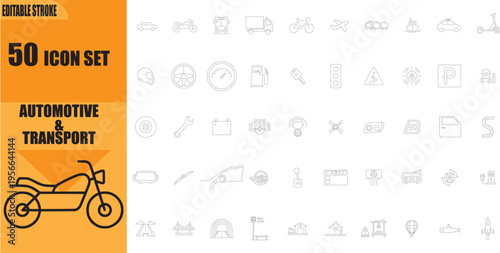 Motorcycle Icon Set Transport Vehicle.