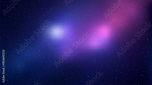 Blue and purple outer space background with glowing nebulae and scattered stars. Infinite cosmos horizon with brilliant stardust. Abstract galaxy wallpaper for digital design project.