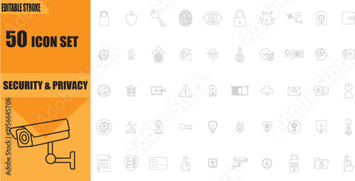 Security camera icon set detail.