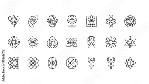 Collection of intricate geometric and symbolic patterns from various cultural designs Vector