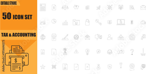Tax and accounting icon set collection.