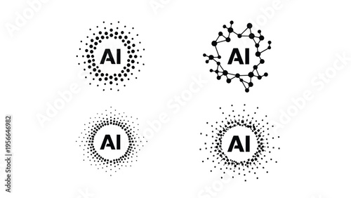 Visual representations of artificial intelligence icons with varying complexity levels Vector