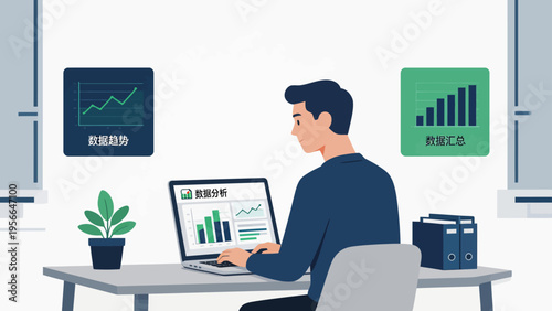 Person working on data analysis at desk