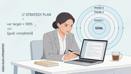 Businesswoman working on strategy plan