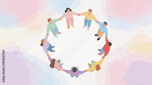 People holding hands in circle