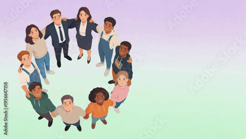 diverse group holding hands in circle