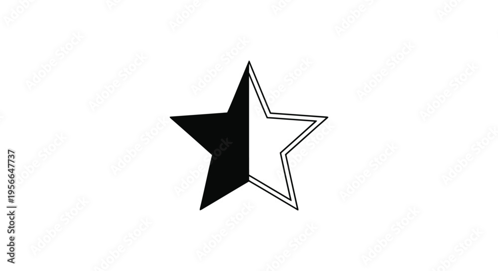 Fototapeta premium Vector star icon in black and white