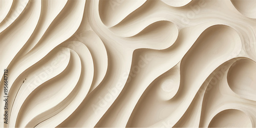 Wooden waves of light, natural texture and smooth curves