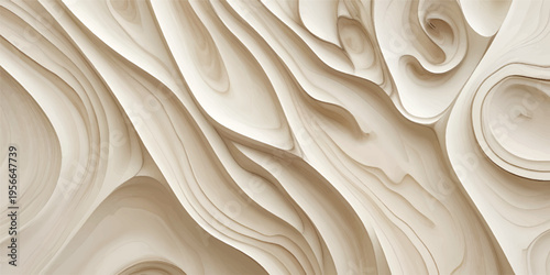 Wooden waves of light, natural texture and smooth curves
