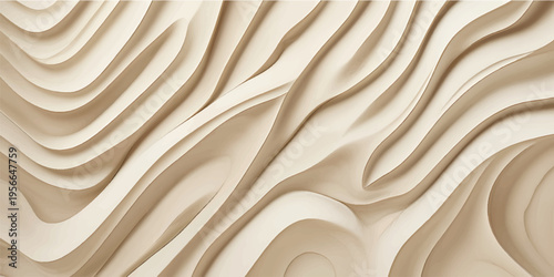 Wooden wall panel with layered wavy sculpted design element