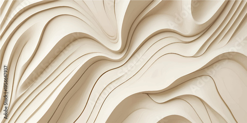 Abstract Wooden Panel Texture Background with Carved Wave Pattern Natural Wood Surface Design