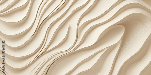 Layered Wooden Wave Pattern Texture Background with Carved Natural Wood Surface Panel Design