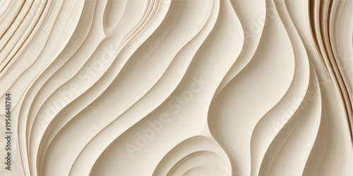 Abstract carved wood background with flowing topographic layers and smooth wavy lines.