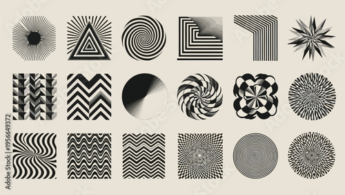 A collection of intricate geometric and symbolic patterns in black and white Vector