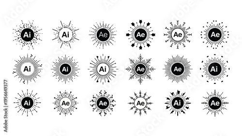 Intricate geometric patterns composed of interconnected circular and radial designs Vector