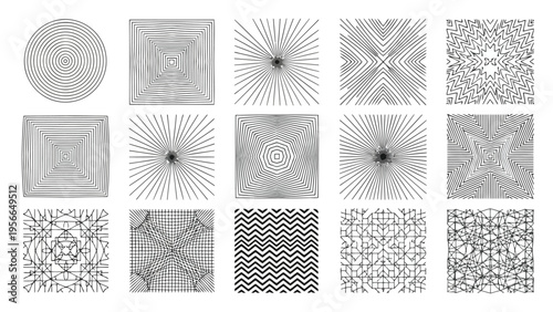 Abstract inkblot sketches and geometric designs on a monochromatic background Vector