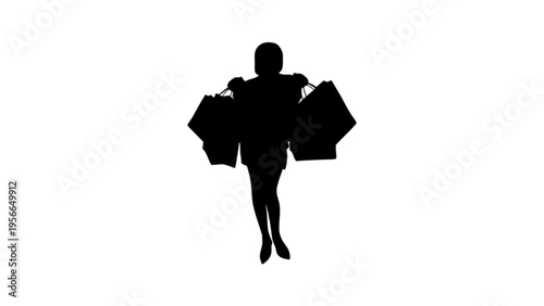 Woman Carrying Shopping Bags Silhouette Fashion Concept