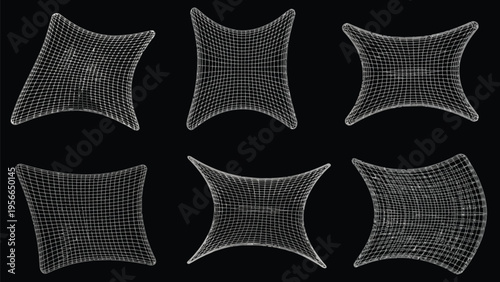 Abstract geometric patterns composed of intricate black and white diamond shapes Vector