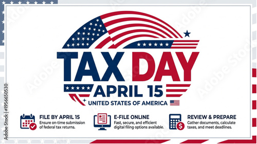Poster Tax Day USA April 15th Deadline Infographic