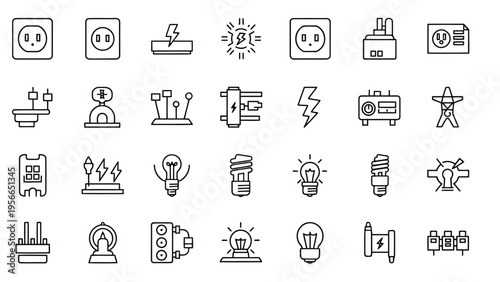 Collection of icons representing various office and communication tools and services Vector