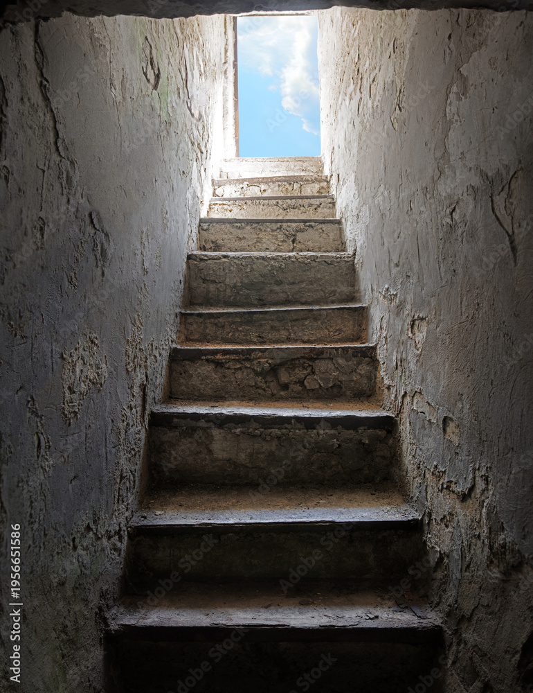 Fototapeta premium Steps from the dark basement to the light